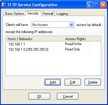 TFTP Server - Security Options