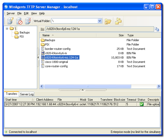 TFTP Server Manager Main Window