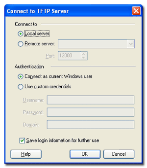 TFTP Server Connection Settings